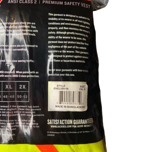 Dickies hi-vis workwear safety vest size 2x - Picture 5 of 5